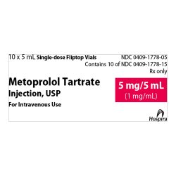 Metoprolol Tartrate, Preservative Free 1 Mg / Ml Injection SDV 5 Ml 10/Package Non-Returnable.