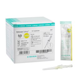 Introcan Safety Iv Catheter, Straight Hub, Fep, 24G X 3/4" Thin Wall Needle, 50 Each / BX