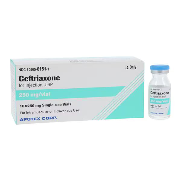 Ceftriaxone Sodium Powder Injection Sdv 250Mg/Vl 10/BX  - Non-Returnable Sterile