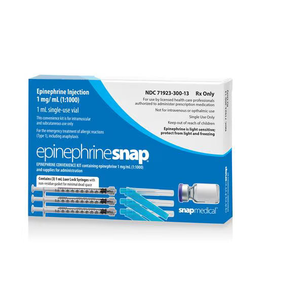 Epinephrine Snap Inj 1Mg/Ml 1:1000 Contains 3 Doses Kit Each Non-Returnable Sterile