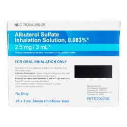 Albuterol Sulfate Inhalation Solution 0.083% Vial 3Ml 25/Package Non-Returnable Sterile
