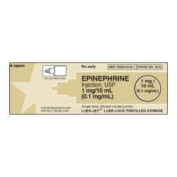 Epinephrine 0.1 mg / mL (1:10,000) Injection 10 mL 10/BX Non-Returnable Sterile