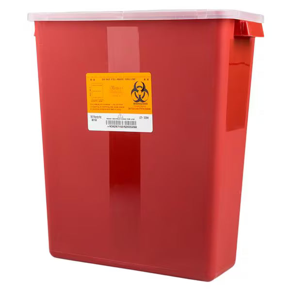 Sharps Container 3Gal Red/Black 12-1/2X13-1/2X6" Tortuous Path Lid Pp, EA