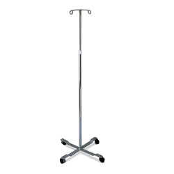 Chrome IV Pole with 2 Hooks and 4 Casters, EA