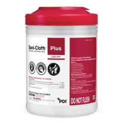 Sani-Cloth Plus Germicidal Disposable Cloths, 6" X 6.75", Canister, 160 Count